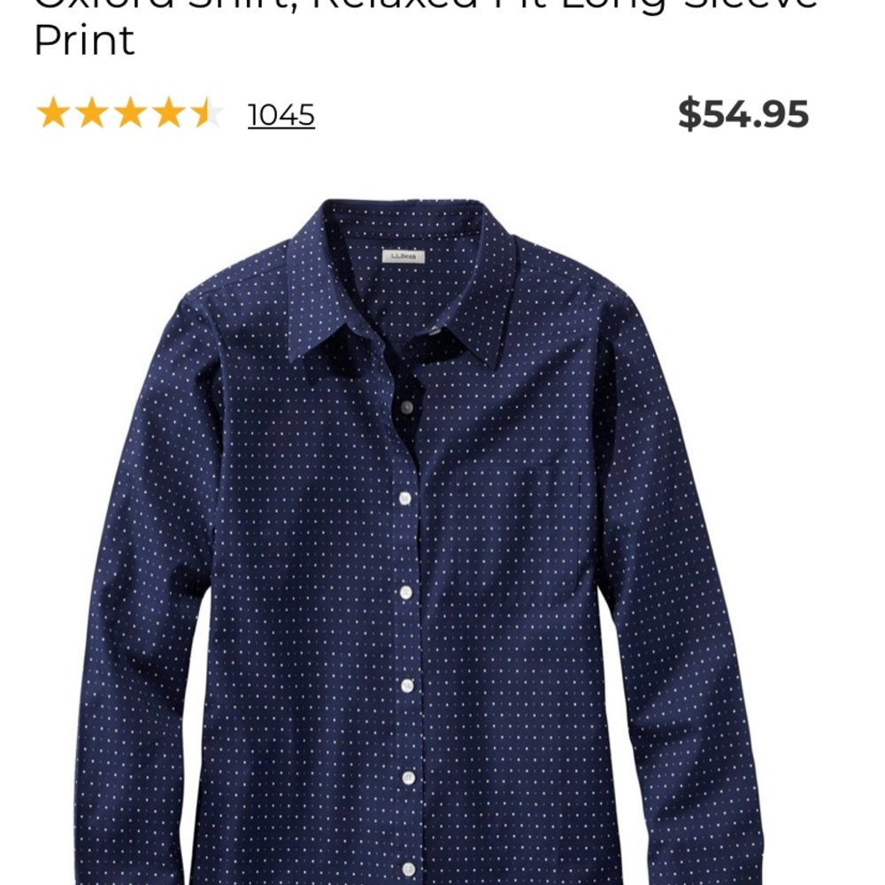 LL Bean plus-size Women's Wrinkle-Free Pinpoint Oxford, Relaxed Fit